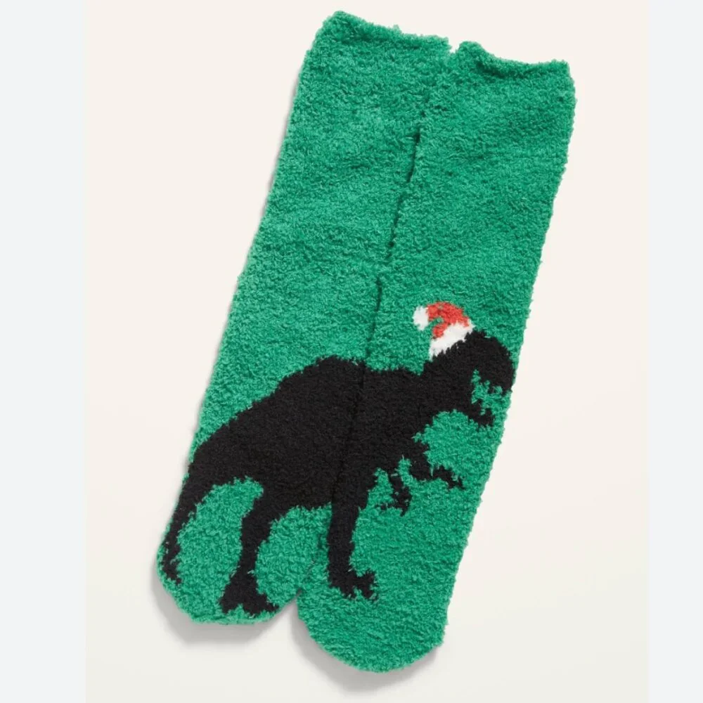 Old Navy Dinosaur Santa Cozy Socks NWT.